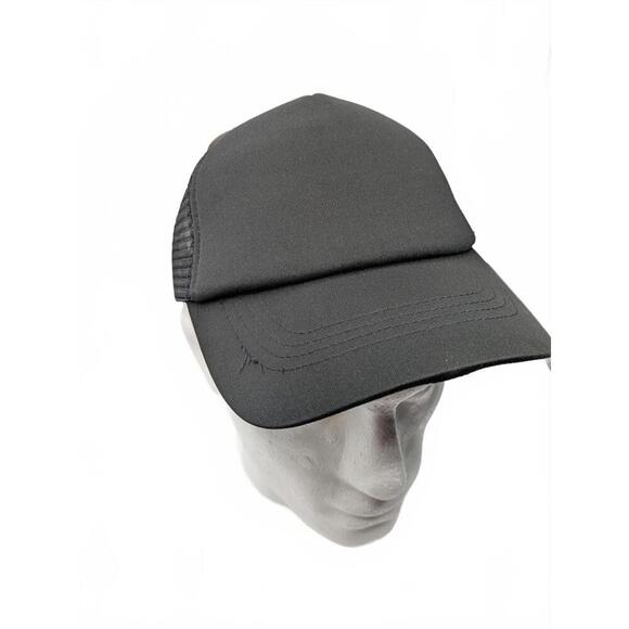 Plain Black Trucker Baseball Hat Cap with Mesh Back NWT - Picture 1 of 8